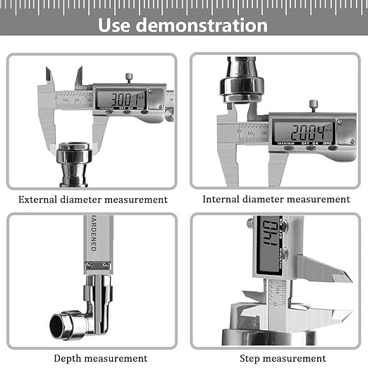 Digital Caliper Measuring Tool, Stainless Steel Vernier Caliper Digital Micrometer with Large LCD Screen, 6 Inch Caliper Tool for DIY/Household, Auto-Off Feature, Inch and Millimeter Conversion