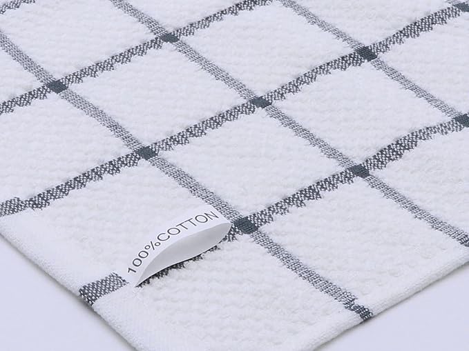 Cotton Dish Towels for Kitchen, Terry Dish Cloths for Washing Dishes, 12 x 12 Inches, Light and Soft, Quick Drying Dish Rags for Cleaning, 8pc/Set (Grey Multi)