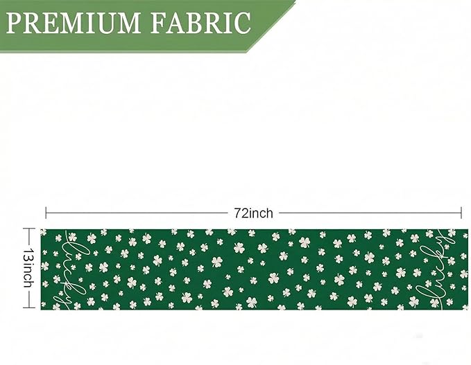 ONFAON St Patricks Day Table Runner 13 x 72 Inch,Green Lucky Shamrock Seasonal Spring Holiday Table Decorations Home Party Kitchen Dining Table Decor
