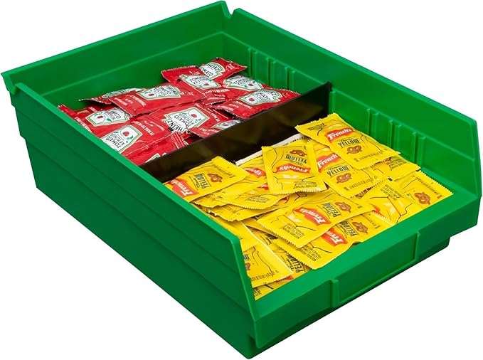 Akro-Mils 30150 Plastic Shelf Bins, Heavy Duty Storage Bins for Garage, Closet, and Drawer Organization, 12" x 8" x 4", Green, 12-Pack