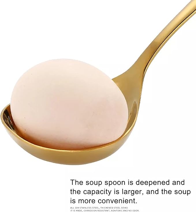 Comicfs 4 Pack Small Soup Ladles, Sauce ladles, SUS 304 Stainless Steel Small Serving Ladle, Gravy Soup Spoon Ladles 8-Inch (Gold)