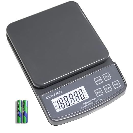 Postal Scales 6.6lbs 3kg/0.1g High Precision Food Scale for Kitchen with Hold,Tare and PCS,Portable Shipping Scale for Packages, Small Kitchen Business,Jewelry,Batteries Included （Grey6.6lbs/0.1g）