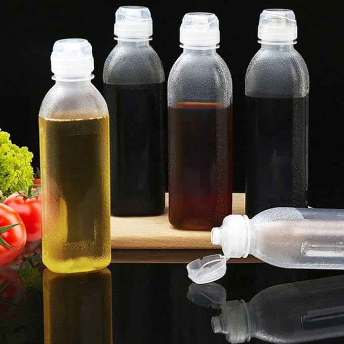 Luxshiny 4pcs Small Oil Dispenser Bottles 300ml Reusable Pp Kitchen Seasoning Holder Olive Oil Vinegar Spray Bottles for Cooking and Salad Dressing