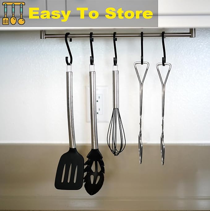 Hiash 11" Heavy Duty Stainless Steel Kitchen Scissor Tongs with Comfortable Ergonomic Grip, Heat Resistant Tongs for Cooking & BBQ, Set of 2