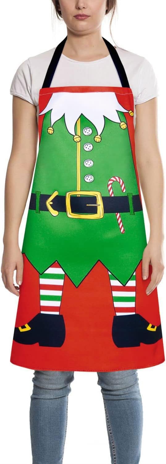 RosieLily Christmas Apron for Women - Elf, Santa, Holiday, Cute, Kitchen, Cooking, Gardening, Grilling, BBQ, Adult, Xmas, Fun, Claus Red Christmas Gifts