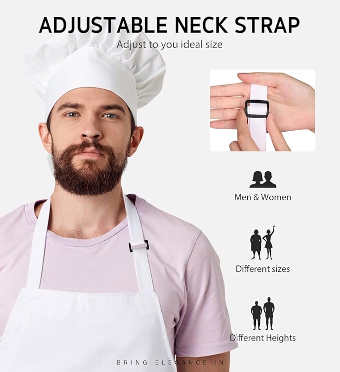 Syntus Apron for Men Women, Adjustable Cooking Kitchen Chef Aprons with 2 Pockets, Cotton/Polycotton/Polyester