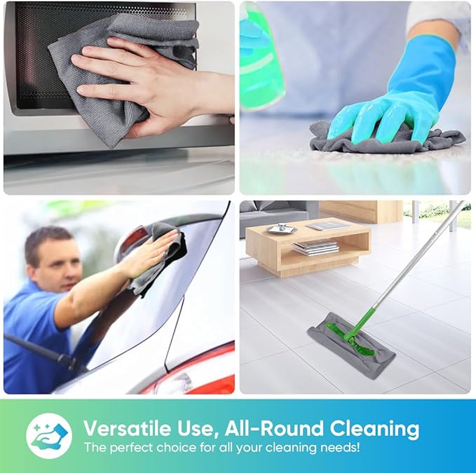 HOMEXCEL Grey Microfiber Cleaning Cloths, 20 Pack Cleaning Rags - Lint Free & Scratch-Free Microfiber Towels for Cars, House & Kitchen, Absorbent Cleaning Towels, 11.5 x 11.5 Inch