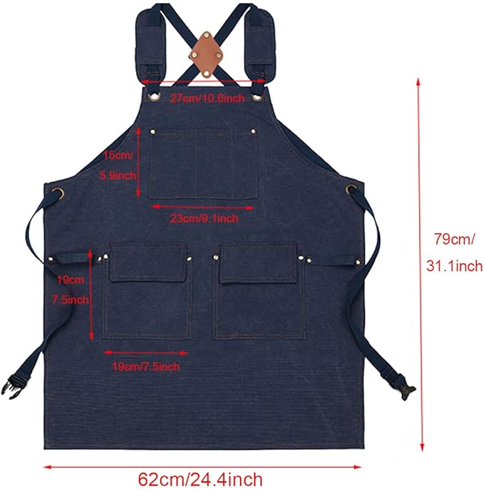 Nanxson Woodworking Apron for Men,Canvas Work Tool Apron Cross Back with Multi-Pockets Waterproof for Carpenter Woodworker