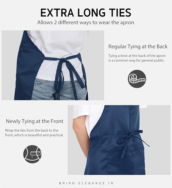 Syntus Apron for Men Women, Adjustable Cooking Kitchen Chef Aprons with 2 Pockets, Cotton/Polycotton/Polyester