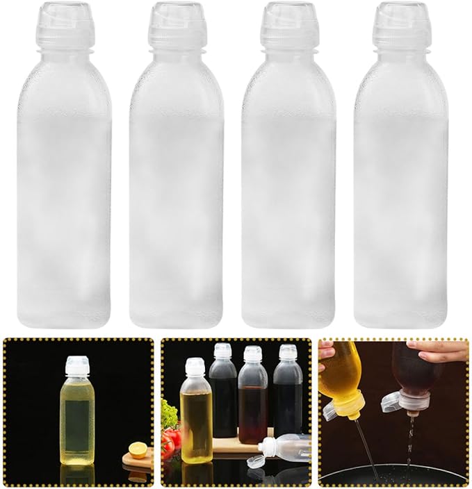 Luxshiny 4pcs Small Oil Dispenser Bottles 300ml Reusable Pp Kitchen Seasoning Holder Olive Oil Vinegar Spray Bottles for Cooking and Salad Dressing