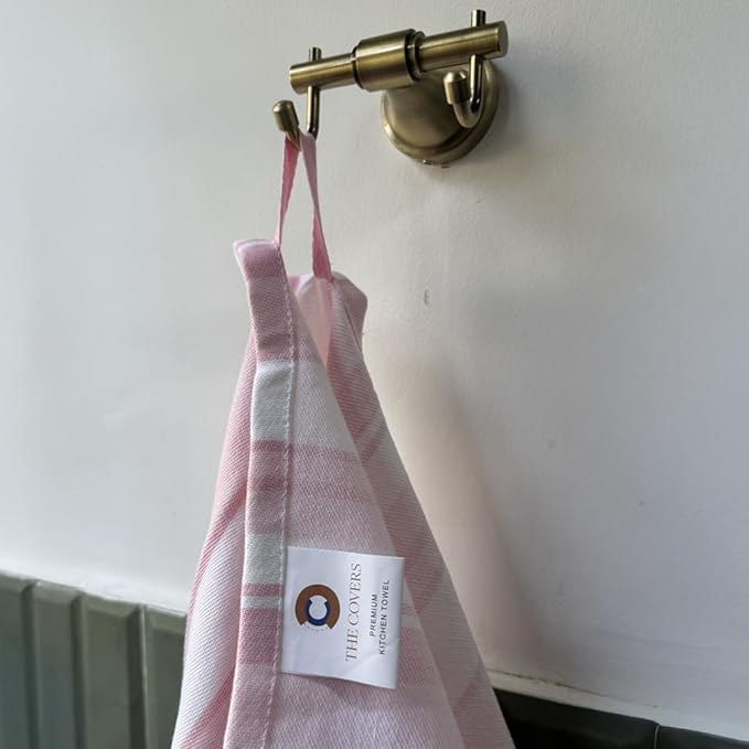 THE COVERS Premium 100% Cotton Kitchen Towels in Tender Petal Blush Colors | Set of 6 Lavishly Large Towels (20.5”x30.5”) | Handy Hanging Loop for Drying | Arrives Gift-Ready, with a Signature Tote