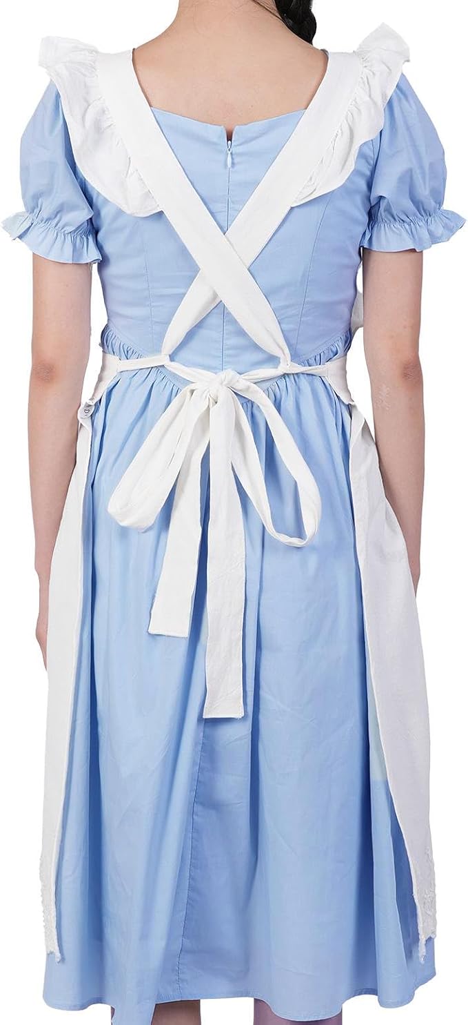 Aoomzoon Vintage Aprons for Women with Pockets Cute Lace Ruffle Adjustable Apron for Cooking Kitchen Baking Gardening