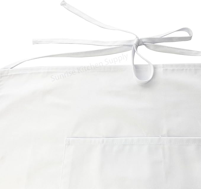 SUNRISE Kitchen Supply White Half Bistro Apron, 19" L By 27" W