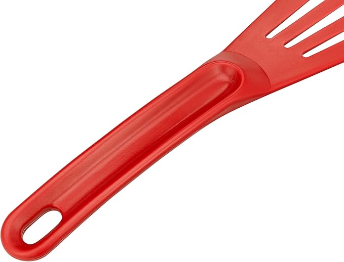 Matfer Bourgeat Exoglass® High Temperature Slotted Pelton Spatula/Turner, Red