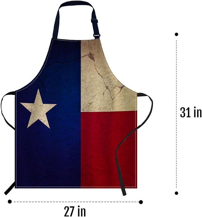 oFloral Vintage Texas Flag Apron,Adjustable Neck Bib Apron for Men Women,Suitable for Kitchen Cooking Waitress Chef Apron