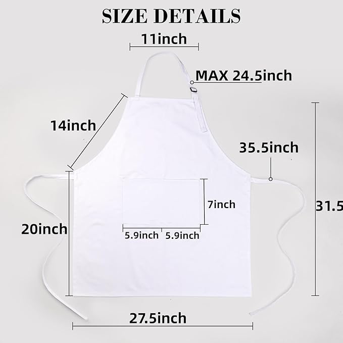 Chef Apron and Hat set, 2 Pockets Adjustable Cotton Kitchen Cooking Bib Apron, Baker Costume for Men Women
