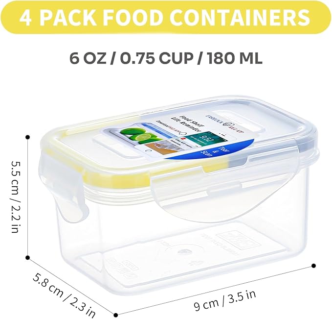 KIGI Small Plastic Food Storage Container Set for Snack, Puree, Lunch & Meal Prep, BPA-Free, Airtight lids, Leak-Proof Mini Bento box (0.75 Cup, 8 Piece Set)