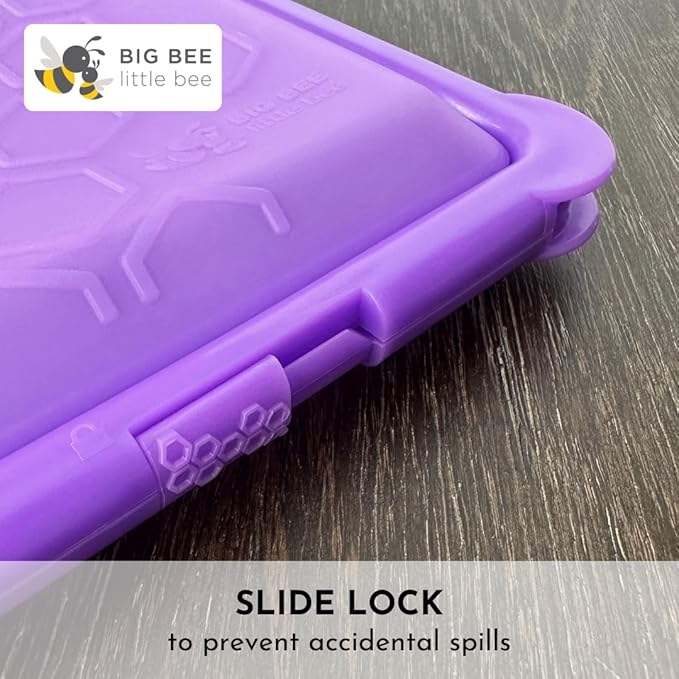 Big Bee, Little Bee SoftShell Reusable Silicone Food Storage Container - Clamshell Snap-Close Design, No Lost Lids, Easy to Clean, Compact for Travel, Meal Prep, Microwave Freezer and Dishwasher Safe