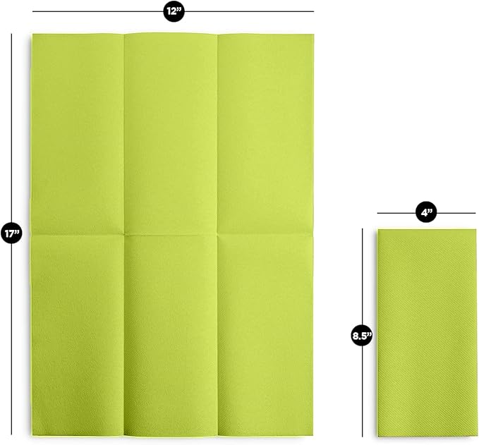 Linen-Feel Colored Paper Napkins - Decortive Cloth-Like Pastel Green Dinner Napkins - Soft And Absorbent. For Kitchen, Party, Wedding, Bathroom Or Any Occasion. (Pack of 100)