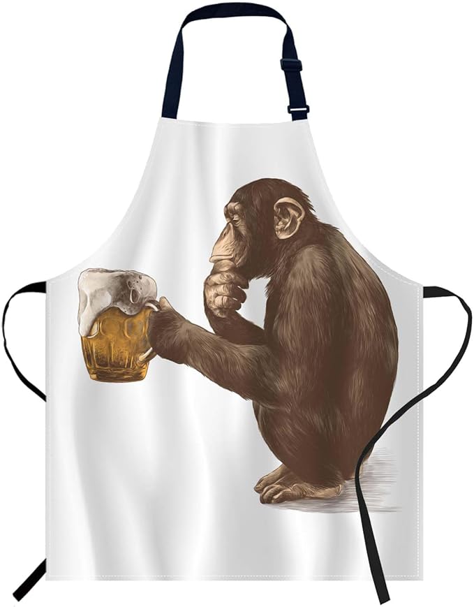 oFloral Monkey Apron Adjustable Apron Cooking Kitchen Chef Women Men Aprons for Home Kitchen, Restaurant, Coffee House, Baking Gardening BBQ