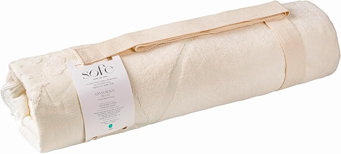 SOFE H&L | LINVIA Foutah Quick Dry Beach Towel Pack of 1 (35” x 70”) CARETTA - Yellow | Lightweight, Premium, Fade Resistant, Durable | Travel Towel, Turkish Beach Towel with Shoulder Strap
