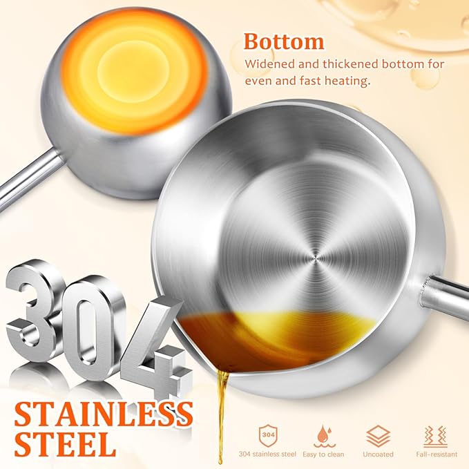 Luxshiny Stainless Steel Soup Ladle With Pour Spout Long Handle Water Oil Ladle for Kitchen Cooking Serving Soups and Drizzle Sauces Silver 280ml