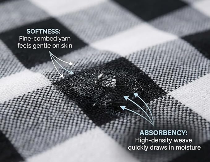 Gingham Check Cloth Dinner Napkin Set of 12 Black White 16x16 Inches, Premium Cotton Everyday Dinning Table Napkins Ideal for Wedding, Spring, Easter | Washable Checkered Soft Fabric for BBQ Events