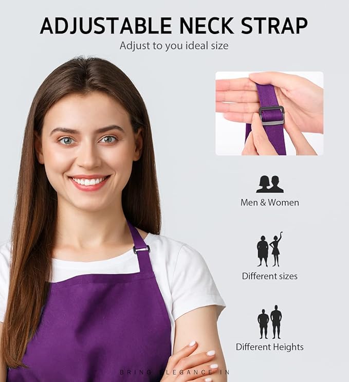 Syntus Apron for Men Women, Adjustable Cooking Kitchen Chef Aprons with 2 Pockets, Cotton/Polycotton/Polyester