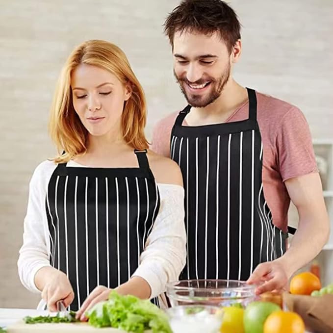 RUIBOLU Adjustable Bib Apron with 2 Pockets Cooking Kitchen Cotton Aprons for Women Men Chef Restaurant BBQ Painting