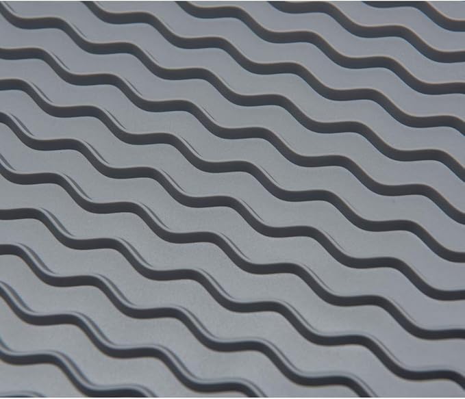 ZLR 2 Pcs Silicone Dish Drying Mat & Heat Resistant Trivet (12" x 16") - Waterproof Counter Protector for Coffee Maker - Non-Slip, BPA Free Kitchen Pad, Easy Clean Dishwasher Safe (Dark Gray)