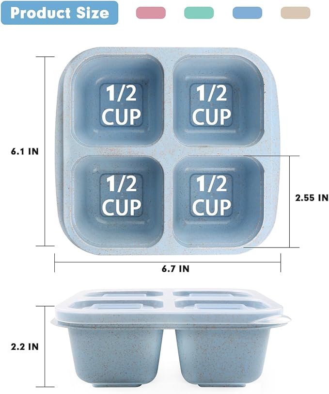 8 Pack Snack Box Container, 4 Compartments Bento Snack Containers for Organized Meal Prep, Reusable Divided Lunch Food Storage Containers for Work, Picnic– Microwave, Dishwasher, Freezer Safe