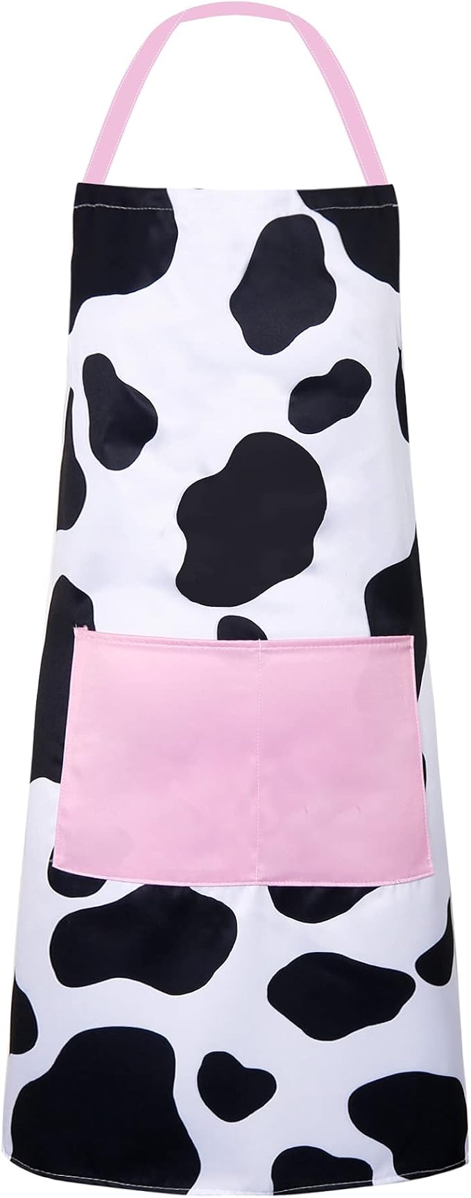 RosieLily Cute Apron with Pockets for Women - Kitchen Apron for Cooking, Baking, Gardening, Grilling, BBQ - Black and White Cow Print Bib Apron