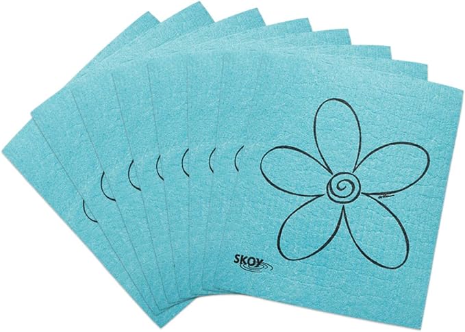 Skoy Cloth, 8-Pack Versatile Swedish Dishcloths for Kitchen and Household Use, Reusable Cleaning Cloths, Planet-Friendly, Dishwasher and Dryer-Safe, Turquoise
