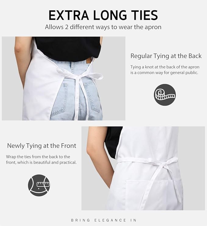 Syntus Apron for Men Women, Adjustable Cooking Kitchen Chef Aprons with 2 Pockets, Cotton/Polycotton/Polyester