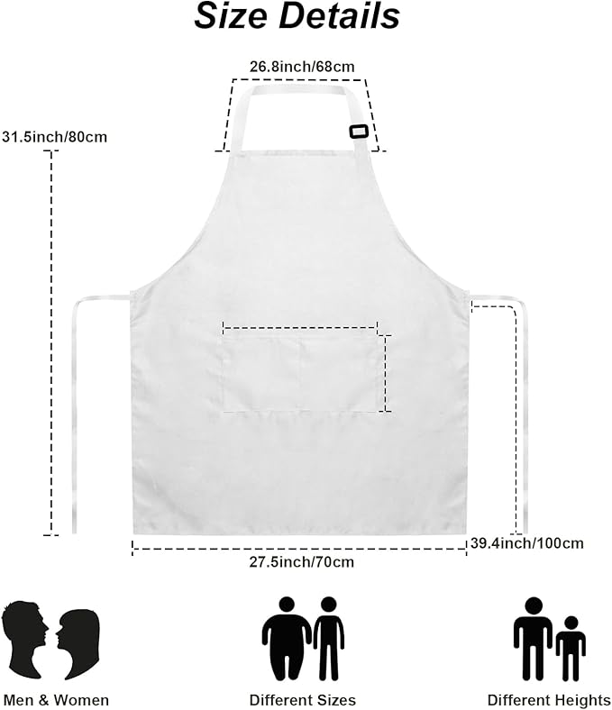 15 Pcs Adult Aprons Bulk with Pockets Adjustable Bib Chef Apron for Women Men Painting Cooking Crafting (S/L)