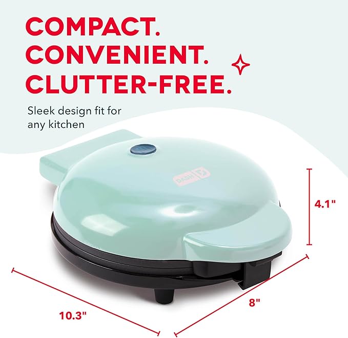 Dash Round Express Electric - Pancake Maker & Eggs Griddle System - Healthy Breakfast Maker - Quick Heat-Up & Easy Cleanup - nonstick surface - Aqua