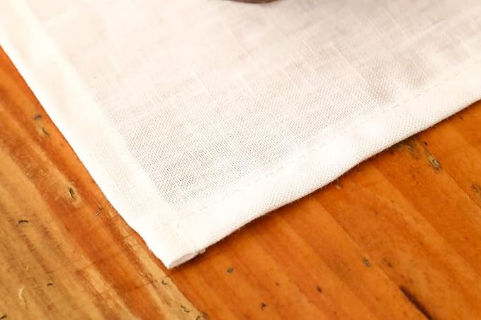 Cocktail Napkins 6 x 6 Inch White - 12 Pack, 100% Pure Linen Dinner Small Bar Napkin Cloth Coasters with Hemmed Edges, Durable&Washable, Perfect for Beverage, Party, Dessert, Coffee