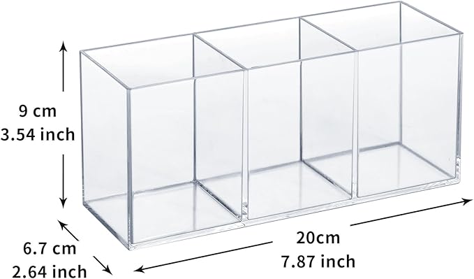 elysolpluv Clear Acrylic Silverware & Pen Organizer Caddy, Transparent Plastic Silverware Holder, Perfect for Office, Bedroom, and Bathroom Storage