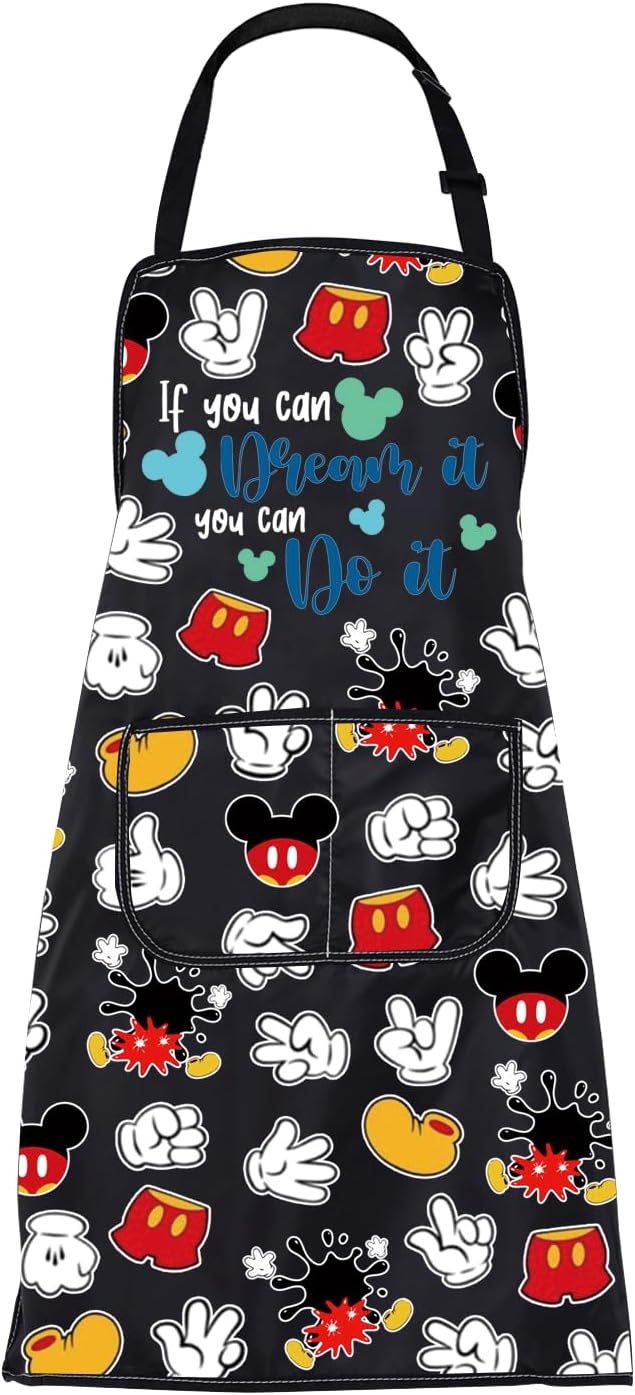 CMNIM Cartoon Mouse Aprons Mouse Cooking Aprons with Pockets Colorful Mouse Kitchen Baking Home Chef Aprons Mouse Lover Gifts