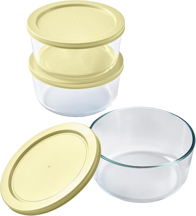 DURA LIVING 6-Piece Glass Food Storage Containers Set (3 Containers + 3 BPA-Free Lids) | 4-Cup, Leakproof | Microwave, Freezer, Oven & Dishwasher Safe | Ideal for Meal Prep & Pantry Organization