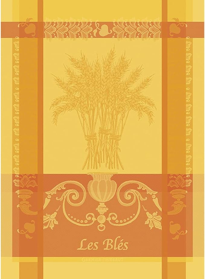 Garnier Thiebaut Les Bles Safran (Saffron Wheat) French Kitchen Towel 22"x30", Cotton, Jacquard