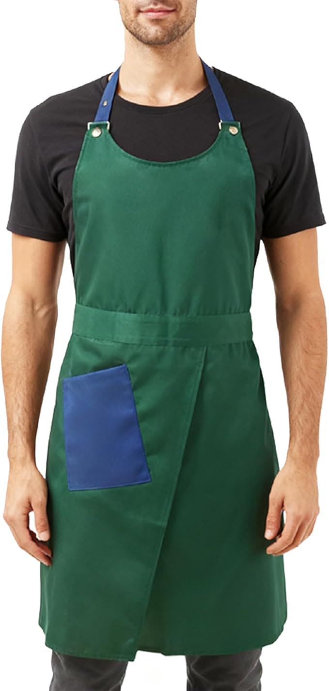 Kitchen Apron with Pockets for Adults,Waterproof Cooking Aprons for Women/Men,Baking/Grilling,Green/Orange/Wine Red