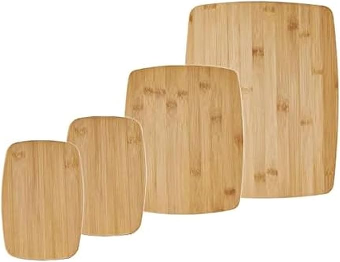 Farberware 4-Piece Bamboo Cutting Board Set - Reversible Boards for Chopping, Slicing, Charcuterie and Meal Prep - Kitchen Essential, Housewarming or Back-to-School Gift
