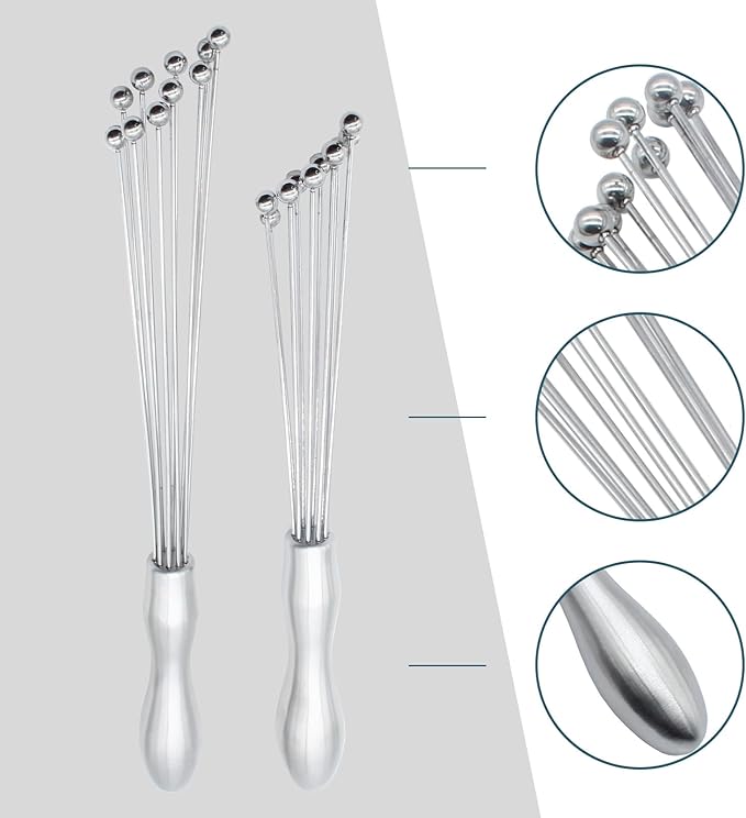 Hitefu 2PCS Stainless Steel Ball Whisk, 10 Inch & 12 Inch Wire Egg Whisk, Manual Egg Beaters Mixer Whisk for Cooking Cream Sauces Blending Stirring
