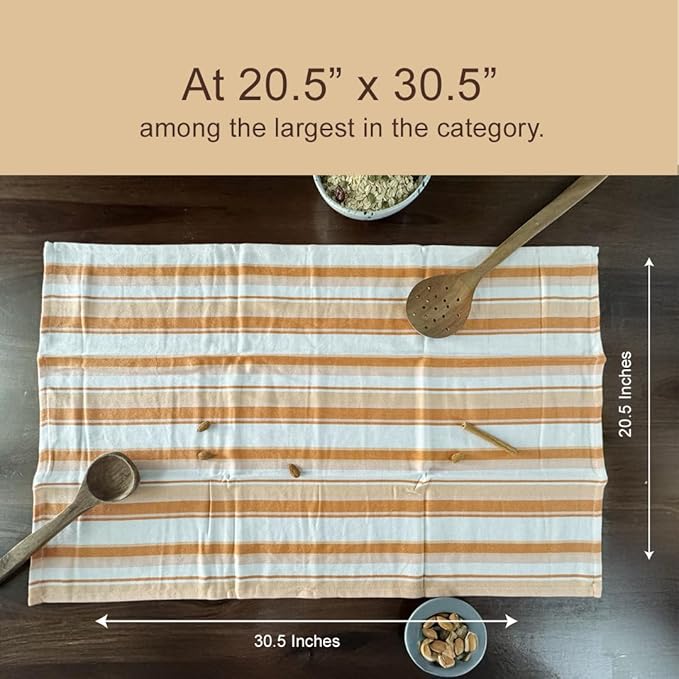 THE COVERS Premium 100% Cotton Kitchen Towels in Warm Apricot Spice Colors | Set of 6 Lavishly Large Towels (20.5”x30.5”) | Handy Hanging Loop for Drying | Arrives Gift-Ready, with a Signature Tote
