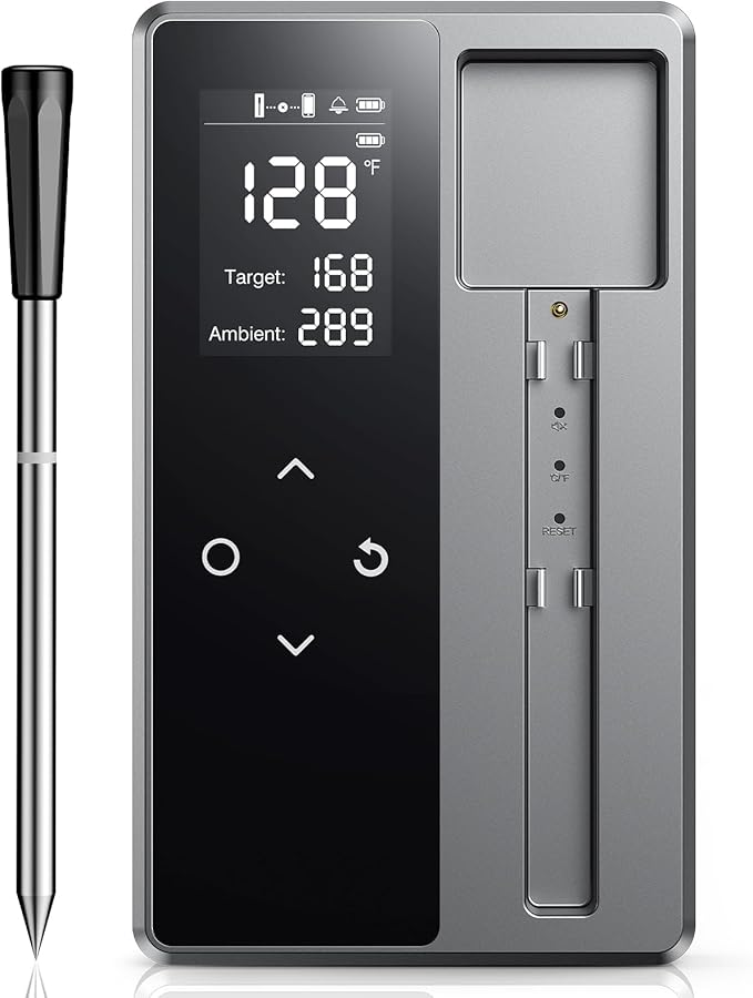 Smart Wireless Meat Thermometer with Ultra-Thin Probe, Digital Food Thermometer 0.5S Instant Read, 600FT Bluetooth Range Real-Time Monitoring & Smart Alerts for BBQ, Grill, Smoker, Oven, Air Fryer