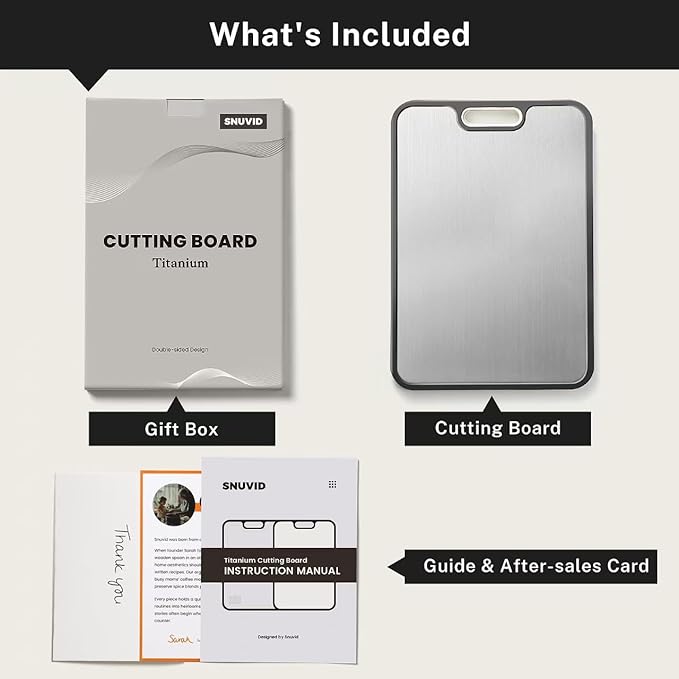 Titanium Cutting Board, Double Sided Cutting Boards for kitchen, Pure Titanium and Wheat Straw PP, Food-Grade, non Toxic - Easy to Clean