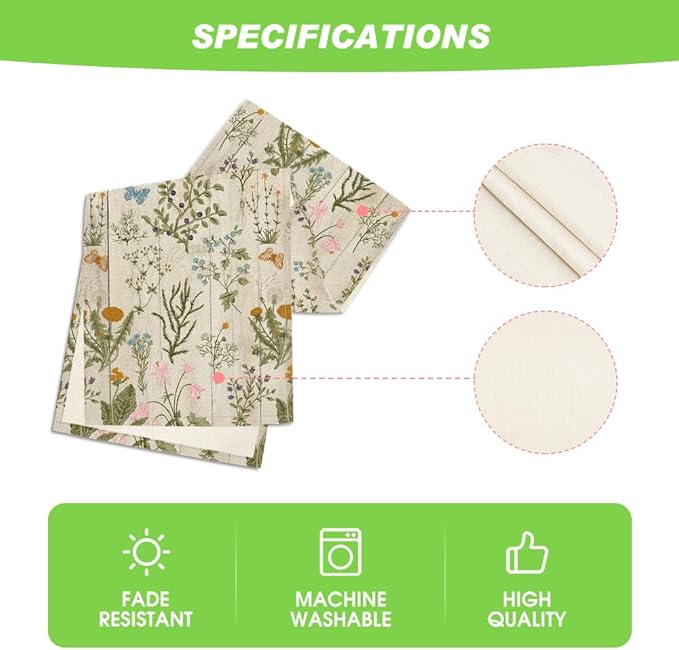 Artoid Mode Wood Wild Flowers Floral Spring Table Runner, Seasonal Summer Kitchen Dining Table Decoration for Home Party Decor 13x60 Inch