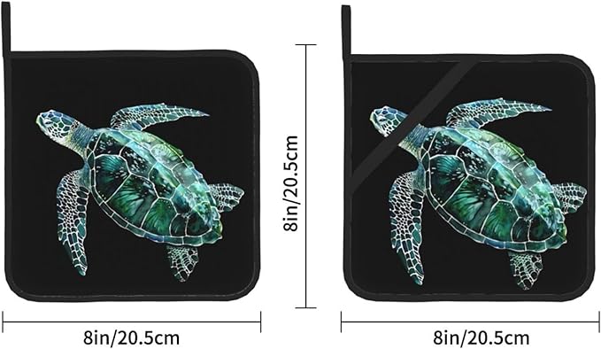 2Pcs Vintage Sea Turtle Pot Holders for Kitchen Clearance Heat Resistant Hot Pads for Cooking Baking Grilling
