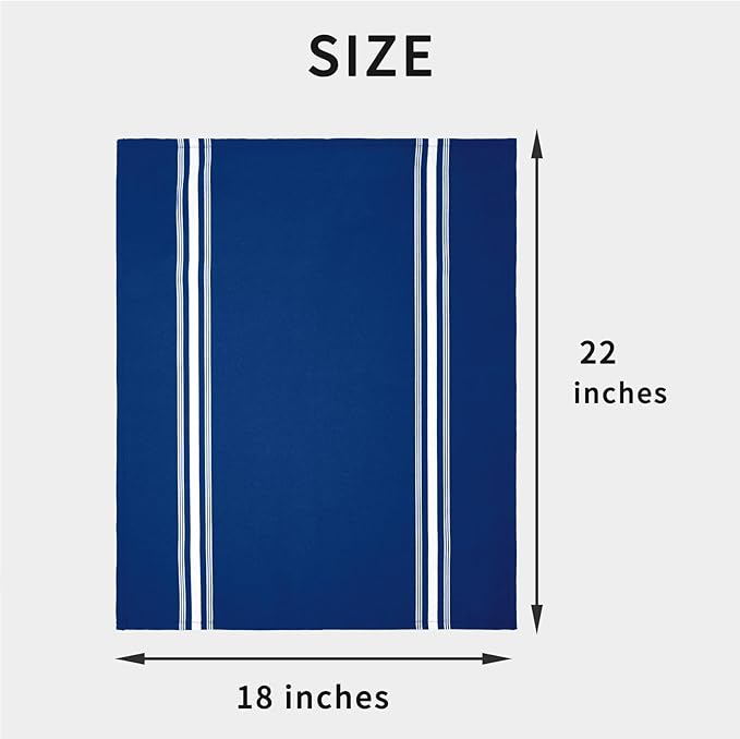 Bistro Stripe Cloth Napkins Set of 12 Pack, Dinner Napkins Cloth Washable 18 * 22 Inches, MJS Commercial Quality, Reusable Table Napkins Cloth, Non-Iron, No Fade, Royal Blue Reverse Stripes